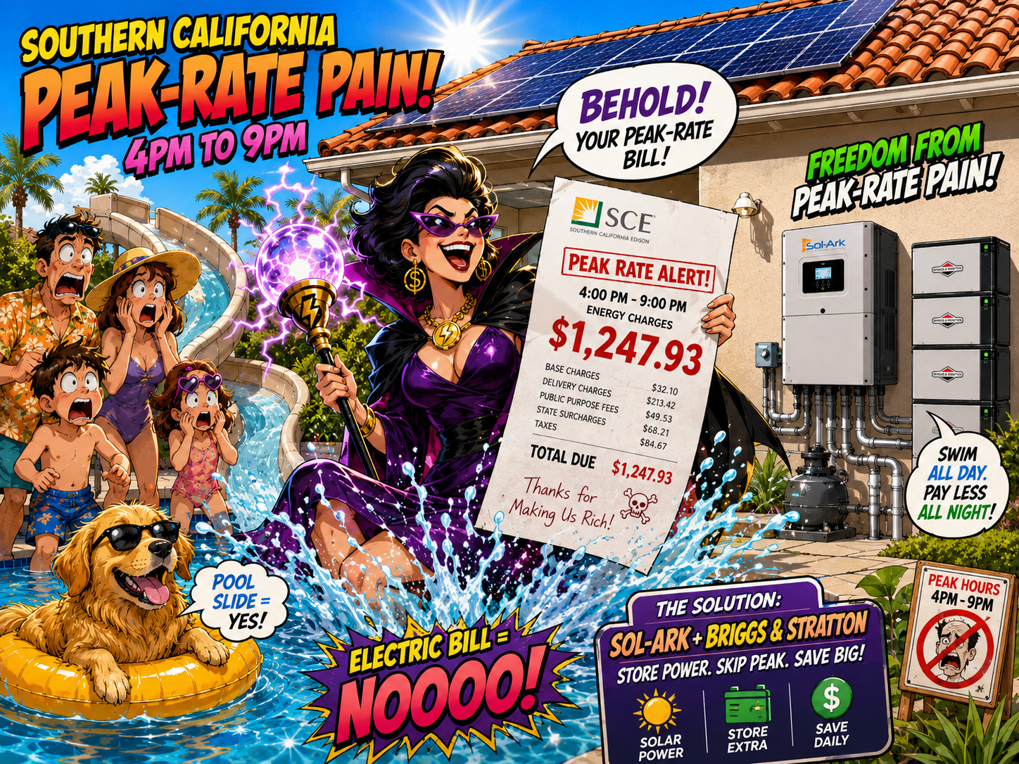 SCE rate splash comedy by the pool